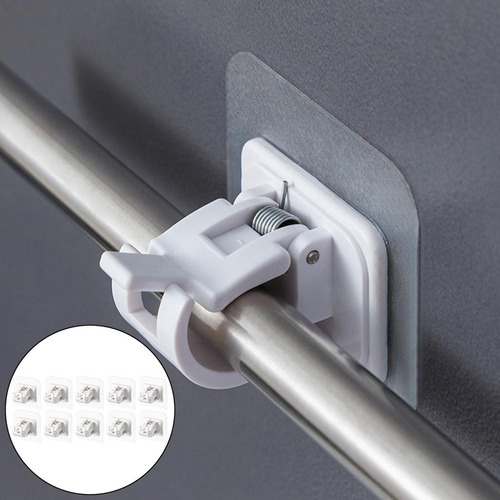 Soportes De Barra De Cortina Hardware Puertas Ganchos Blanco