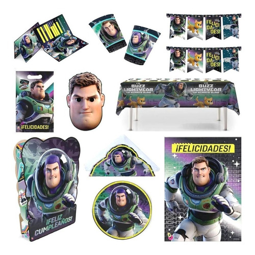 Cotillón Buzz Lightyear 10 Chicos Mantel Piñata Platos Vasos