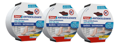 Pack X3und Cinta Antideslizante Baños 48mm X 5mt Tesa