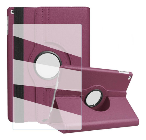 Kit Cristal Templado + Funda Giratoria Para iPad 5ta Y 6ta Color Morado