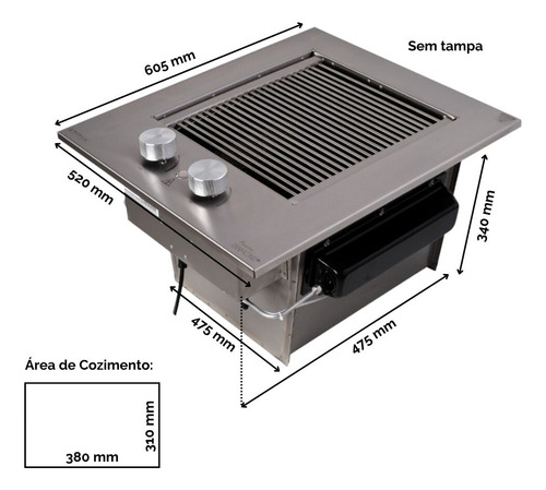 Churrasqueira Grill A Gás Cooktop Diamond Premium Glp Titan