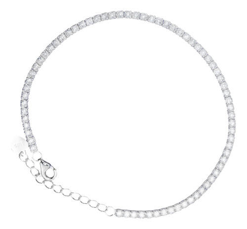 Pulsera Brazalete Tenis 2mm Ajustable 100% Plata Fina .925 Color Plateado Diámetro 17 Cm Largo 20
