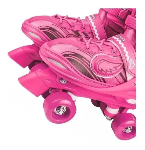 Imagem 3 de 6 de Patins 4 Rodas Retrô Clássico Rosa C/ Luz Led Roller Skate