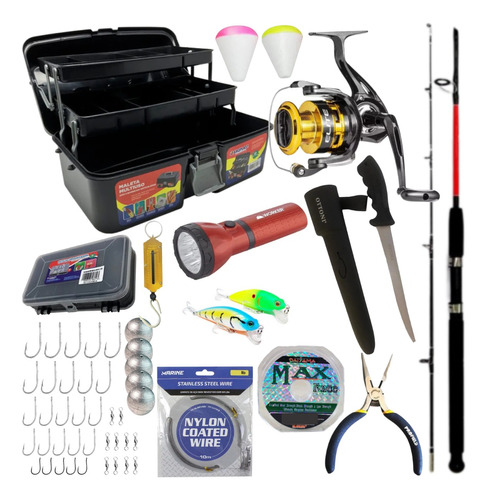 Pesca Kit Completo Marine Sports Vara Lanterna Grátis Alicat