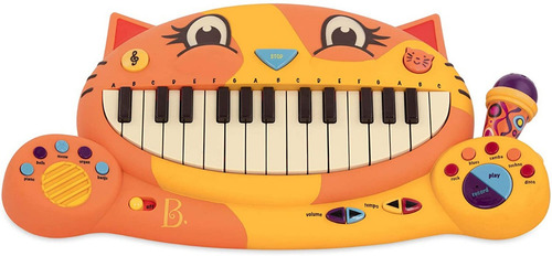Teclado Infantil Interactivo B. Meowsic Con Microfono *sk Color Naranja/amarillo