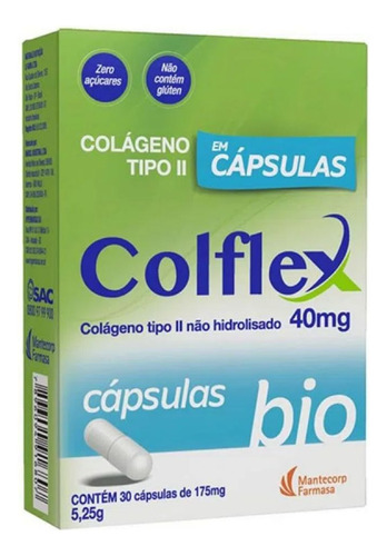 Colflex Colágeno Tipo II Não Hidrolisado 40mg 30 Cápsulas