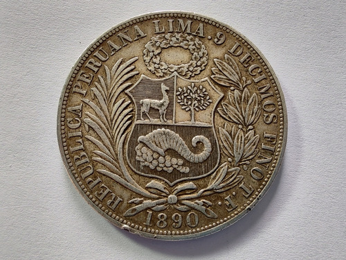 Moneda Perú Un Sol 1890 Plata 0.9 (x122