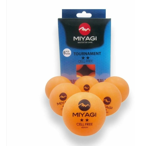 Bolas Para Ping Pong Miyagi X6 Und Naranja 2 Estrellas