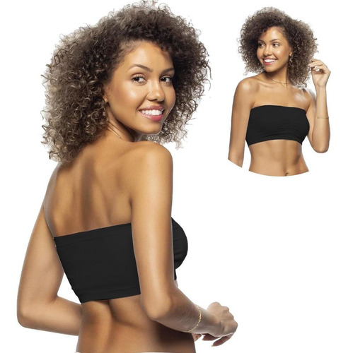 Imagem 3 de 5 de Kit 3 Top Faixa Modelo Tomara Que Caia Sutiã Sem Costura