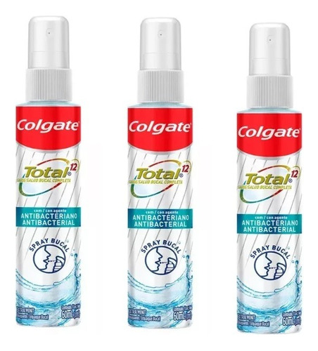 Enjuague Bucal Colgate Total 12 En Spray 3 Pzas  60ml