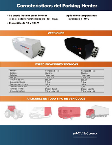 Calefactor A Gasoil 24v Camión Actecmax Compact 75 Max