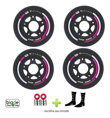 4 Rodas Traxart Fitness Hardwheels 80mm/88a - Preto + Brinde