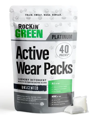 Detergente Para Ropa Rockin' Green Active Wear 40 Cápsulas