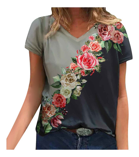 Camiseta N, Blusa Casual Con Estampado De Cuello En V Para M