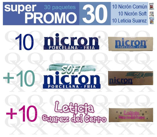 Porcelana Nicron 30 Paquetes 10 Nicron + 10soft + 10 Leticia