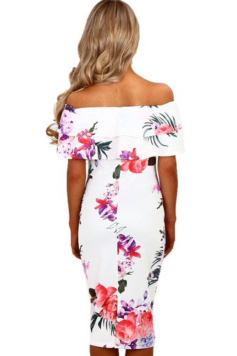 Sexy Vestido Strapless Moda Blanco Floreado Fiesta 61536 | Meses sin intereses Sexy Vestido Strapless Moda Blanco Floreado Fiesta 61536 | Meses sin intereses