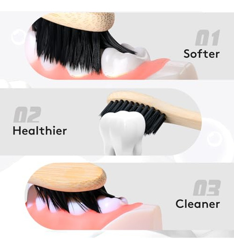 10 Cepillos De Dientes De Bambu Con Cerdas Suaves