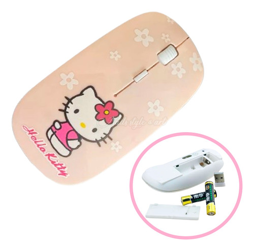  Mouse Hello Kitty Óptico Kawaii Ratón Para Pc Inalámbrico