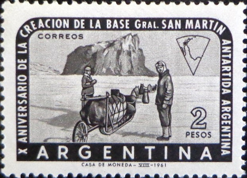 Argentina, Sello Gj 1218 Base San Martín 1961 Mint L9304