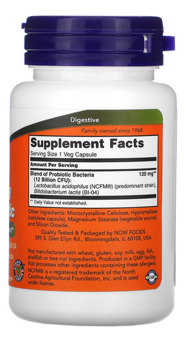 Respiratory Care Probiótico 60 Veg Cápsulas Now Foods Sabor Sem Sabor