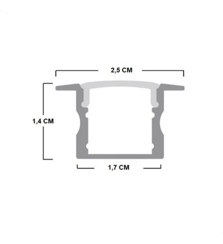 Kit 5 Perfil De Aluminio 2m Embutir 25mm Gesso Drywall Sala