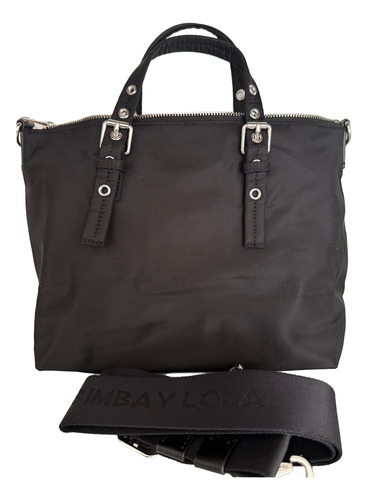 Bolsa Bimba Y Lola Negra Negro Lisa Plata Negro