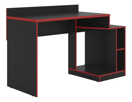 Escritorio - Muebles Web - Linea Gamer - Modelo Escalonado - Negro/rojo