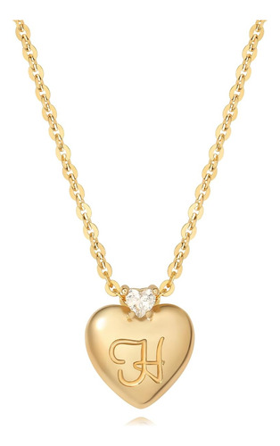Collar Oro Inicial Forma De Corazon Regalo Para Mujer Joyas