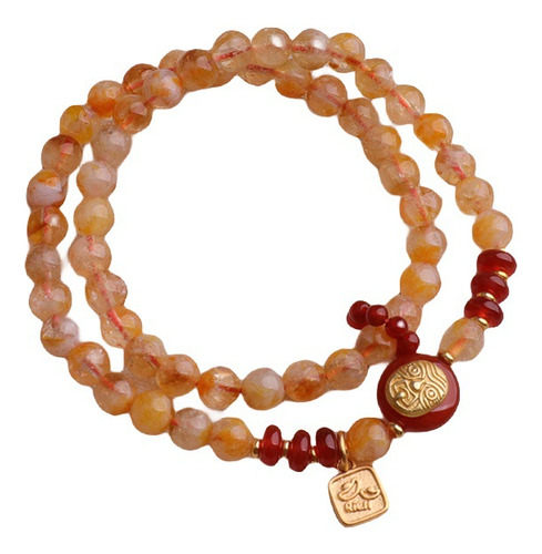 Pulsera De Citrino Natural Para Mujer, Estilo Nacional, Ruyi