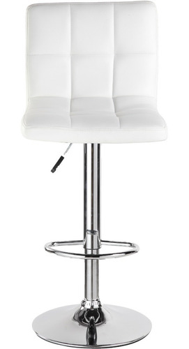 Imagen 2 de 2 de Silla De Bar En Cuero Sintetico Color Blanca Alcolchada