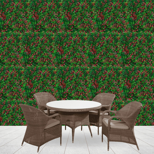 Follaje Cesped Artificial Flor Roja Sintetico 50x50cm 10 Pz