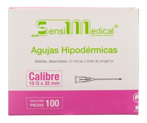 Aguja HiPodérmica 18g X 32mm 100 Piezas - Sensimedical