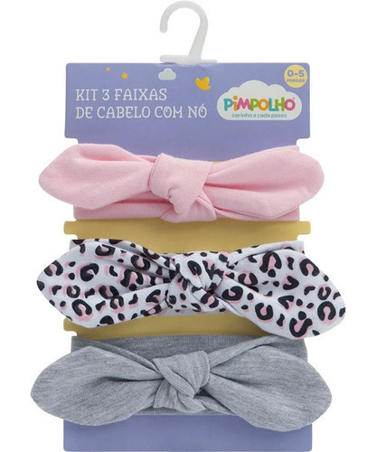 Kit Com 3 Faixas De Cabelo Com No 0-5 Meses Pimpolho Cor RS/BCO ONCA/CZ