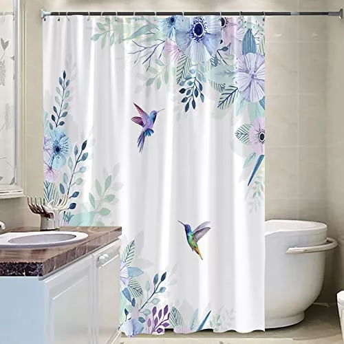 Cortinas de ducha Azul y blanco Cerezo Flores cortina de ducha de tela /  Boho Cottage Chic Cortina de ducha / Resistente al agua -  México
