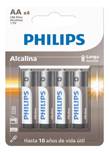 Pilas Aa X4 Unidades Alcalinas 1.5v Philips