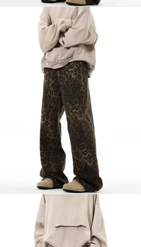 Vaqueros Yuelang Con Estampado De Leopardo De Pierna Recta P