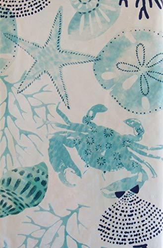 Sea Life Abstract Vinyl Flannel Back Tablecloth (52  X 52  S