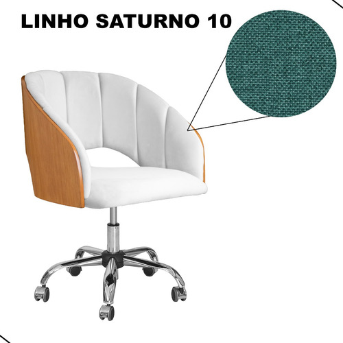 Cadeira Poltrona Giratória Escritório Com Rodinha Nicole Cor Linho Verde - Sat 10