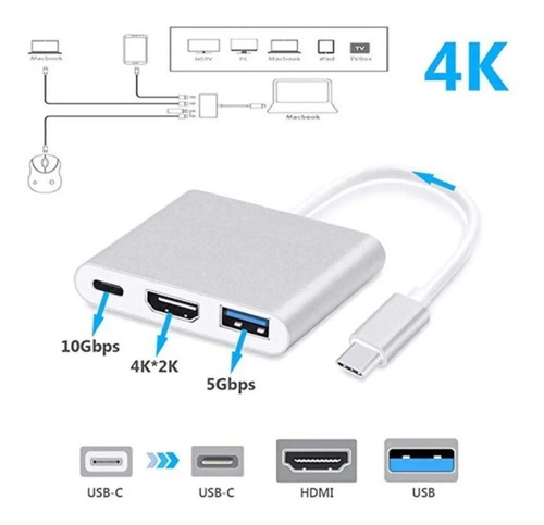 Imagen 5 de 8 de Hub Usb C Multipuertos Usb C - Hdmi - Usb 3.0 Marca Bcc