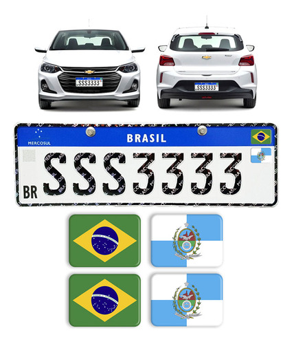 Adesivos Bandeiras Brasil E Rio De Janeiro Placa Nova Carro