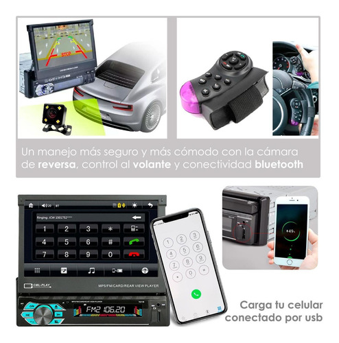 Imagen 3 de 5 de Autoestereo Vak 1703 Motorizado Mp5 Bluetooth Usb Mirrorlink