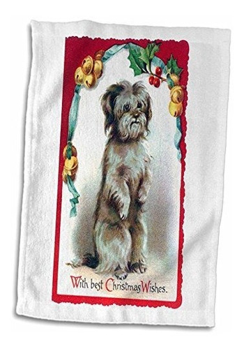 Tarjeta De Navidad Vintage 3d Rosa Con Lindo Perrito Mendigo