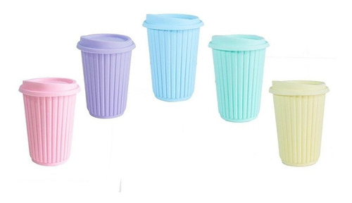 Imagen 1 de 4 de Vaso Termico Plastico Estilo Starbucks Rallado Pastel