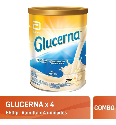 Glucerna En Polvo 850 Gr Sabor Vainilla Pack X 4 Unidades