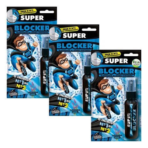 Bloqueador De Odores Sanitários Super Blocker 60ml - 3 Un