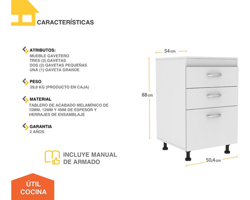 Imagen 2 de 6 de Mueble Gavetero Para Cocina Casa Lista - Util