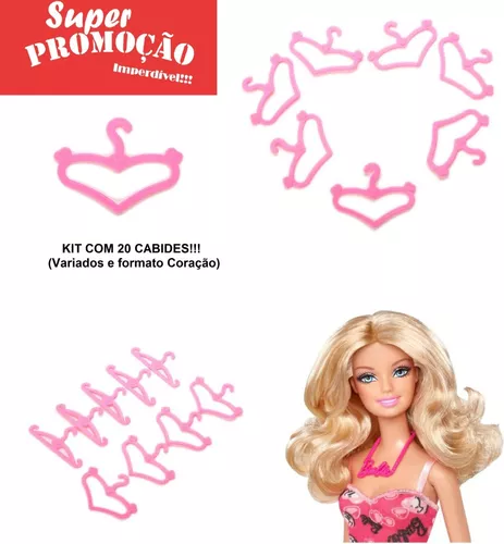 Kit 20 Cabides Coração Original Para Roupas Da Boneca Barbie