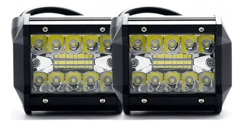 Kit X2 Faro Led Auxiliar 60w 20 Led Spot Flood 4x4 12v/24v 