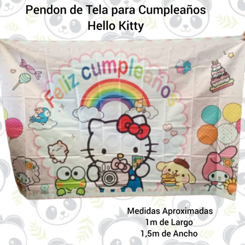 Pendon Pancarta Tela Decorativo Para Cumpleaños Hello Kitty