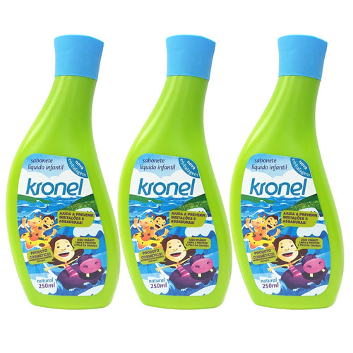 Kit 3x250ml Kronel Infantil Sabonete Líquido Corporal